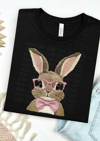 Nerdy Bunny Faux Embroidery Bella Canvas T-Shirt
