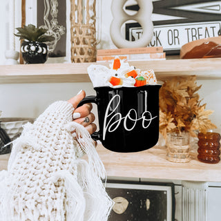 Double-Sided Ghost BOO Mug Halloween Design
14.5oz Black Halloween BOO Mug Dishwasher Safe