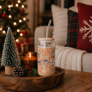 Hot chocolate cup Christmas Merry glass tumbler 17oz - Sequin coquette bow holiday drinkware bamboo lid
Holiday glass tumbler 17oz - Christmas Merry glitter sequin coffee cup bamboo lid - Coquette bow festive drinkware with straw
Bright Christmas Merry glass tumbler 17oz - Vibrant sequin coquette bow holiday coffee cup bamboo lid straw