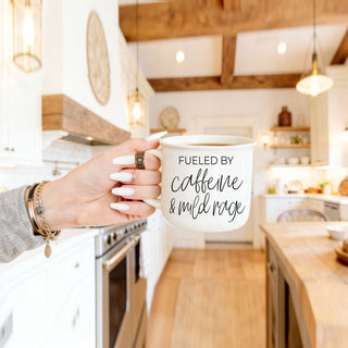 funny coffee mug about caffeine and rage
novelty ceramic mug for caffeine addicts
sarcastic morning person coffee cup
fueled by coffee and mild rage quote mug
cute neutral mug with caffeine joke
large funny mug for exhausted employees
coffee mug for people who live on caffeine
humor mug for stressed office workers
ceramic mug with caffeine themed saying
