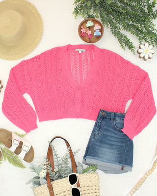 IN STOCK Callie Cropped Cardigan - Pink
