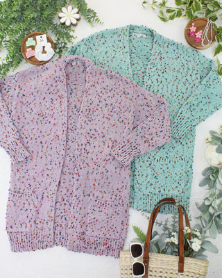IN STOCK Carly Confetti Dot Cardigan - Lavender FINAL SALE