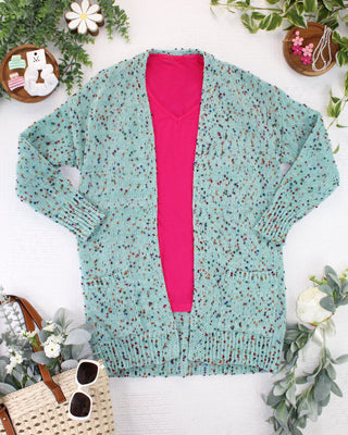 IN STOCK Carly Confetti Dot Cardigan - Aqua Blue FINAL SALE