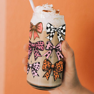 Gingham bow tumbler
Leopard print bow glass
Checkered bow drinkware
Pink bow drinking glass