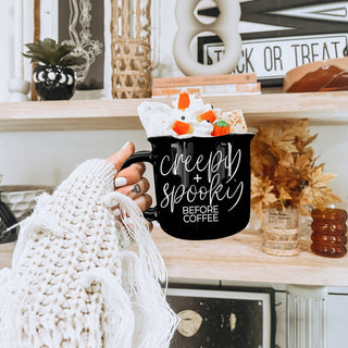 Halloween Home Decor Black Mug Creepy Before Coffee
Spooky Morning Routine Coffee Mug Gothic Design