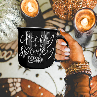 Halloween Coffee Mug Creepy and Spooky Morning Quote
Daily Coffee Gothic Mug Creepy and Spooky Design
