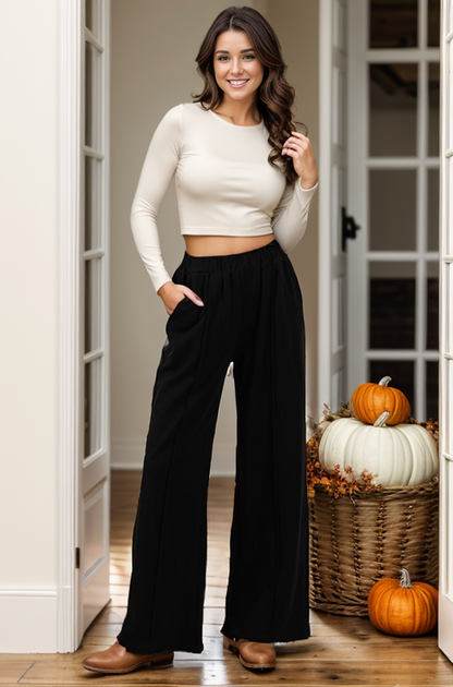 A Classy Girl Wide Leg Pants - Black