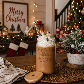 Christmas coffee mugs with lids, Christmas coffee mug gift sets, Glass Coffee cups with sayings on them funny
Holiday Coffee Mug Humor with Lid and Straws
