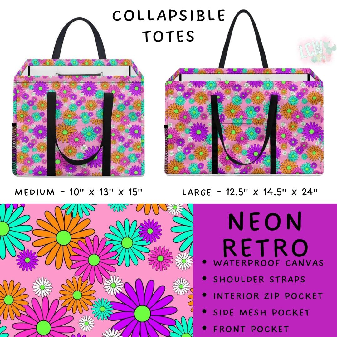 Batch #267 - Collapsible Totes - Closes 1/6 - ETA mid March - Neon Retro Collapsible Tote