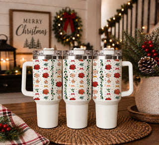 floral holiday cup with warm Christmas lights
botanical Christmas drinkware in farmhouse home
grandmillennial Christmas tumbler lifestyle photo
poinsettia holiday tumbler product image
floral Christmas tumbler product close up
botanical Christmas cup product photography
40oz floral holiday tumbler front view
floral Christmas tumbler side view
Christmas flower tumbler close up
poinsettia pattern tumbler close up
botanical holiday design detail
floral Christmas print detail
bow and poinsettia Christmas design