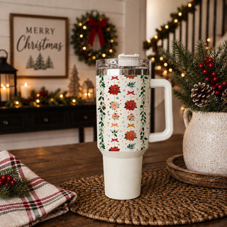 Christmas floral wraparound design
floral tumbler full wrap design
botanical holiday tumbler wrap
Christmas tumbler shown from multiple angles
three views of floral Christmas tumbler
40oz Christmas tumbler full pattern view
floral holiday wraparound tumbler
Christmas tumbler top half floral wrap
pink red green floral tumbler design
poinsettia bow Christmas tumbler design
Christmas flower tumbler product showcase
floral Christmas tumbler gift for women
40oz botanical Christmas tumbler
