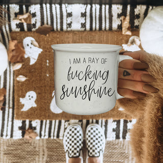Ray of sunshine coffee mugs.
I am a ray of fucking sunshine cup. 