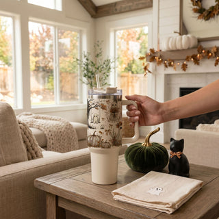 autumn cottagecore ghost tumbler
cute spooky ghost hydration cup
neutral cozy season halloween tumbler
ghost tumbler with bows and flowers
cozy spooky girl coffee tumbler
cute ghost tumbler aesthetic for moms
neutral warm toned ghost tumbler
pumpkin spice ghost coffee cup
