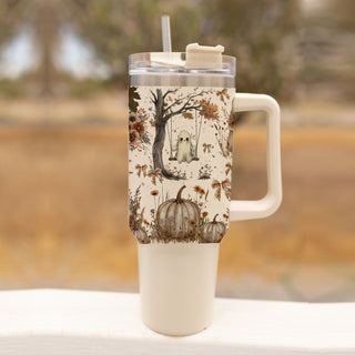 ghost tumbler with pumpkins and flowers
cottagecore ghost tumbler
cute spooky coffee tumbler
neutral floral halloween cup
cozy ghost coffee aesthetic
pumpkin ghost coffee tumbler
cute ghost hydration tumbler