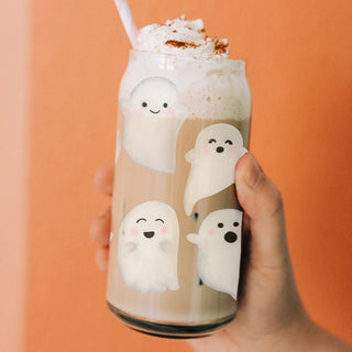ghost home accent glass
halloween decor tumbler
fall decorative drink set
cute ghost tumbler set