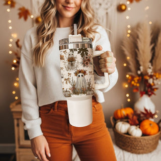 Autumn cottagecore tumbler with ghost wreath design
Whimsical boho Halloween cup with floral details
Fall-inspired ghost tumbler with sunflowers and pumpkins
Bohemian floral cottagecore Halloween tumbler with ghosts, sunflowers, and pumpkins
cute ghost tumbler for cozy fall mornings
neutral spooky tumbler with floral pumpkins
ghost tumbler for coffee and tea lovers