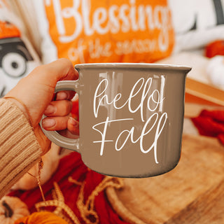 hello fall mug perfect for fall photo props
hello fall autumn coffee mug for leaf peeping days
hello fall mug paired with candle and blanket