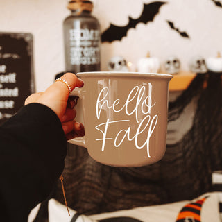 hello fall script mug for minimalist fall decor
hello fall mug for thanksgiving morning coffee
hello fall cozy season mug with warm tones