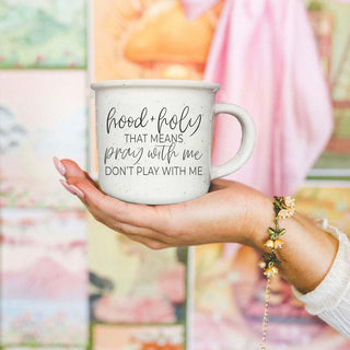 modern christian coffee mug
faith based mom drinkware
holy humor gift mug