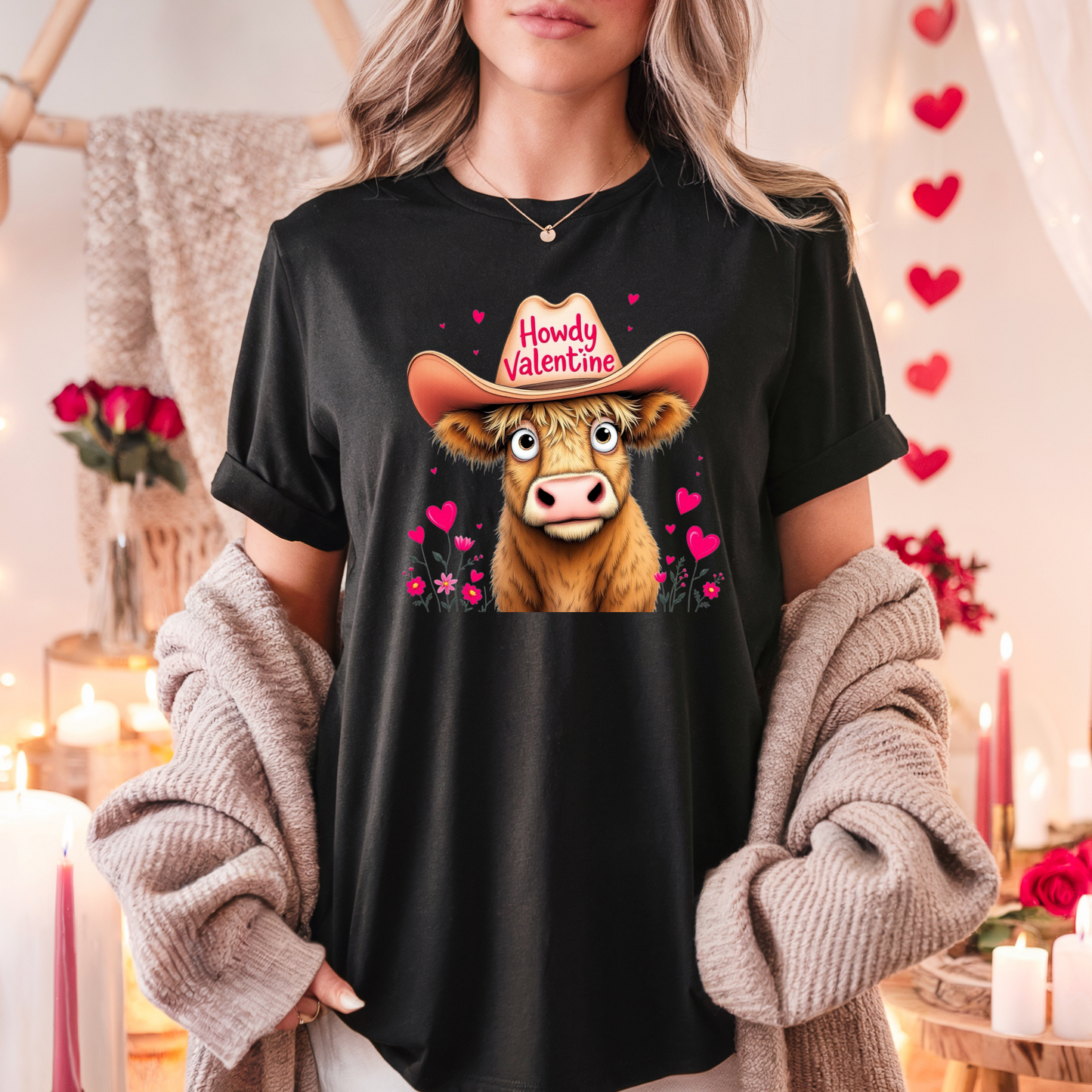 Howdy Valentine Cow Tee