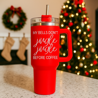 Holiday morning tumbler red funny
Christmas wake up tumbler 40oz
Holiday morning routine tumbler red
Christmas morning survival tumbler  40oz