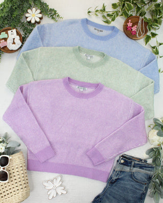 IN STOCK Josie Cozy Crew Sweater - Lavender FINAL SALE
