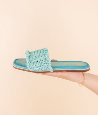 Juana Woven Sandals in Aqua Blue