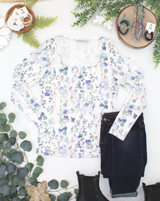 IN STOCK Alyssa Long Sleeve Top - Olive Meadow