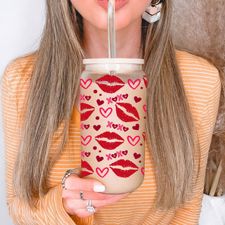 Valentine’s Day glass cups with fun XOXO and red lips for a quirky touch.
Romantic 20oz glass cups with XOXO, hearts, and red lips for her.
20oz glass cups with XOXO graphics, red lips, and hearts for modern Valentine’s gifts.