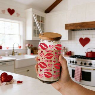 Red lips and XOXO graphic 20oz glass cups for modern Valentine’s celebrations.
Stylish 20oz glass cups with red lips and hearts for the perfect gift.
Playful 20oz glass cups with XOXO, hearts, and red lips for Galentine’s Day.
