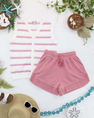 IN STOCK French Terry Stevie Shorts - Dusty Pink FINAL SALE