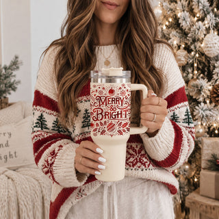 whimsical Christmas tumbler design
festive red Christmas drink cup
Merry and Bright holiday cup
Christmas cheer 40oz tumbler
Christmas themed handled tumbler
decorative Christmas tumbler for holiday season
red and white Christmas drinkware
traditional holiday tumbler for Christmas
Christmas party drink tumbler
festive Christmas tumbler for holiday entertaining
holiday party tumbler with handle
Christmas morning coffee tumbler
Christmas coffee cup for holiday mornings
large holiday coffee tumbler