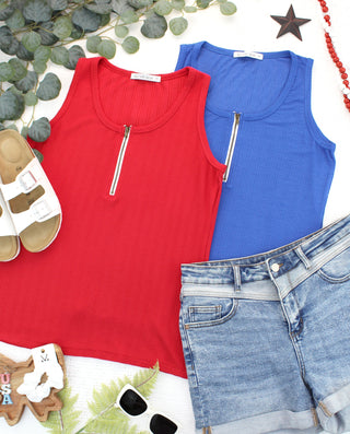 IN STOCK Mila Zipper Tank - Red