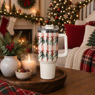 Grandmillennial Christmas decor
Preppy Christmas gifts
Christmas gifts for women
Christmas gifts for moms
Teacher Christmas gifts
Coworker holiday gifts
Secret Santa gifts
Holiday hostess gifts
Christmas coffee tumblers
Holiday water tumblers
pink ribbon holiday tumbler for Christmas
evergreen sprig Christmas cup with handle
festive ribbon holiday drink tumbler
Christmas greenery patterned travel cup
pretty holiday tumbler with red bows
soft pink ribbon Christmas drinkware
botanical holiday tumbler with rib
