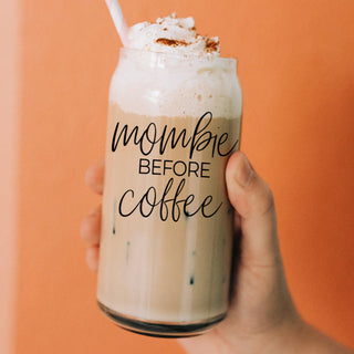 Mombie coffee glass tumbler with bamboo lid
Mom life essential glass tumbler set 20oz