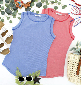 IN STOCK Morgan Micro Striped Tank - Red FINAL SALE