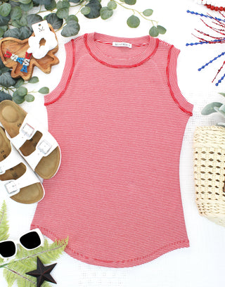 IN STOCK Morgan Micro Striped Tank - Red FINAL SALE