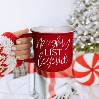 Naughty List Legend holiday drinkware
Christmas mug with funny holiday quote
Festive mug with Naughty List Legend phrase
Naughty List Legend mug for hot cocoa
Funny Christmas cocoa mug
Holiday coffee mug with sarcastic Christmas saying
Cute Christmas mug for funny gifts
Naughty List Legend mug for Christmas morning coffee
Funny red and green Christmas mug