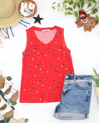IN STOCK Noelle Tank - Red Liberty Stars