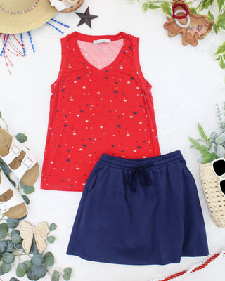 IN STOCK Noelle Tank - Red Liberty Stars