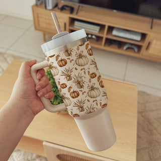 autumn pumpkin tumbler for coffee lovers
cozy chic pumpkin tumbler
cute boho autumn cup
pumpkin season tumbler for moms
neutral farmhouse autumn tumbler
cute fall leaves coffee cup
warm earthy toned tumbler
pumpkin spice tumbler for work