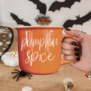 spooky season coffee mug for october
fall mug for pumpkin patch days
halloween themed mug for movie nights
autumn home decor coffee cup on tray
fall gift for mom who loves cozy decor