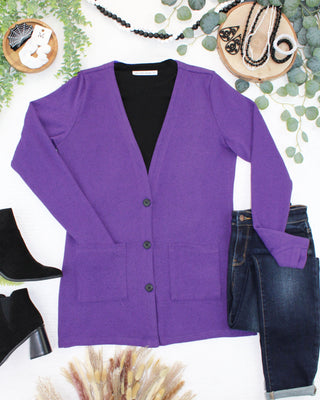 IN STOCK Cori Cardigan - Heathered Purple