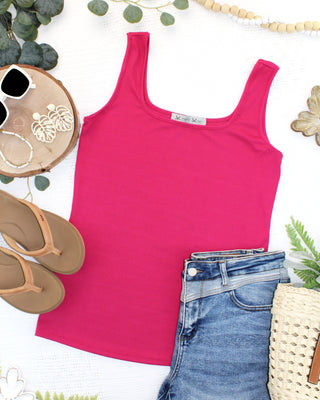 IN STOCK Rachel Ribbed Tank -  Hot Pink FINAL SALE