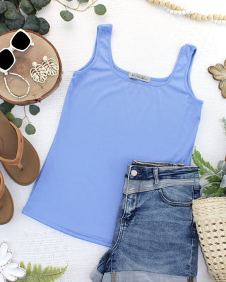 IN STOCK Rachel Ribbed Tank -  Sky Blue FINAL SALE