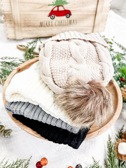 Carly Cable Knit Beanie - Grey | Women's Beanie FINAL SALE