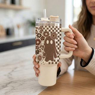 ghost tumbler for iced coffee lovers
trendy spooky tumbler for women
retro checkered floral cup
cute halloween tumbler for moms
neutral ghost aesthetic coffee tumbler
spooky season hydration tumbler
retro haunted house tumbler
cute gothic fall tumbler