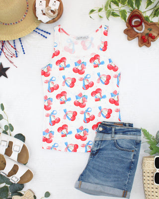 IN STOCK Romy Tank - Patriotic Cherries