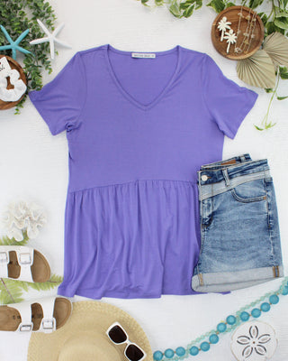 IN STOCK Sarah Ruffle Short Sleeve - Periwinkle Purple FINAL SALE