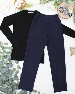 IN STOCK Luxe Ankle Bottoms- Navy
